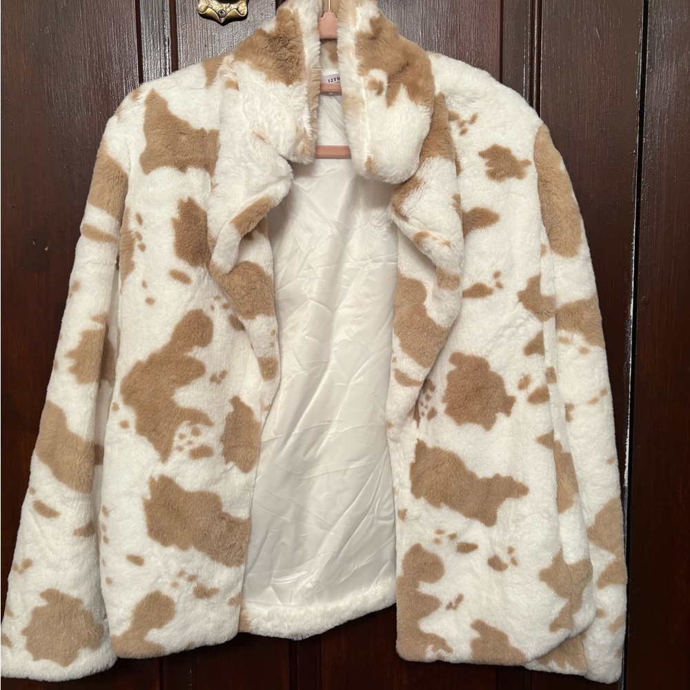 12th Tribe Cream and Tan Teddy Jacket